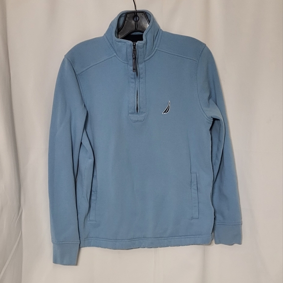 Nautica Men's Light Blue Quarter Zip Pullover Sweater Size Small EUC - Picture 2 of 7
